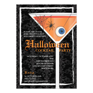 Elegant Black Lace Halloween Cocktail Party Announcement