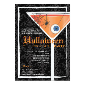 Elegant Black Lace Halloween Cocktail Party 5x7 Paper Invitation Card