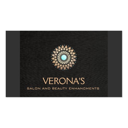 Elegant Black Linen and Gold Look Salon and Spa Business Cards (front side)