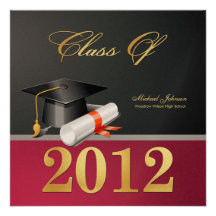 Elegant Black, Maroon and Gold Class of 2012 Personalized Announcement
