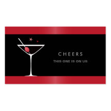 Elegant black martini cocktail glass drink voucher business card templates