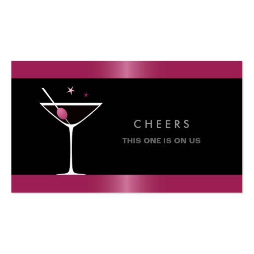 Elegant black martini cocktail glass drink voucher business card template