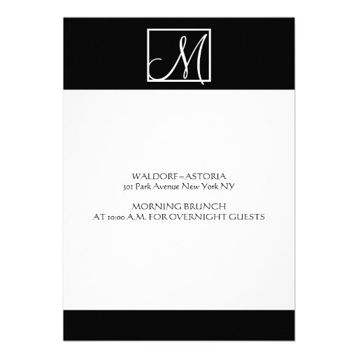 Elegant Black Monogram Initial Wedding Invitation