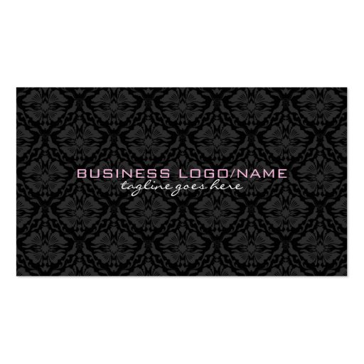 Elegant Black Monotones Vintage Floral Damasks Business Card Template (front side)