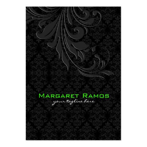 Elegant Black On Black Vintage Floral Damasks Business Card Templates