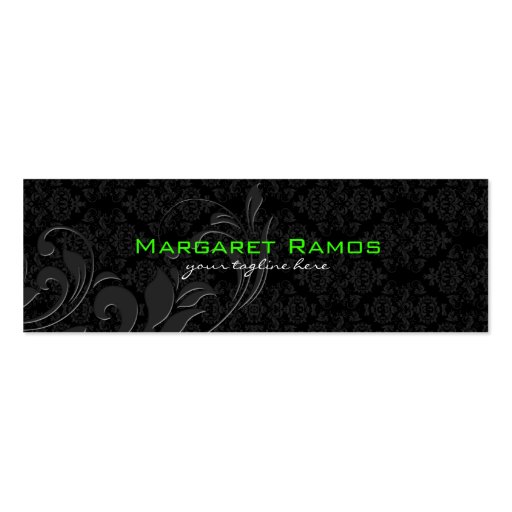Elegant Black On Black Vintage Floral Damasks Business Card Templates