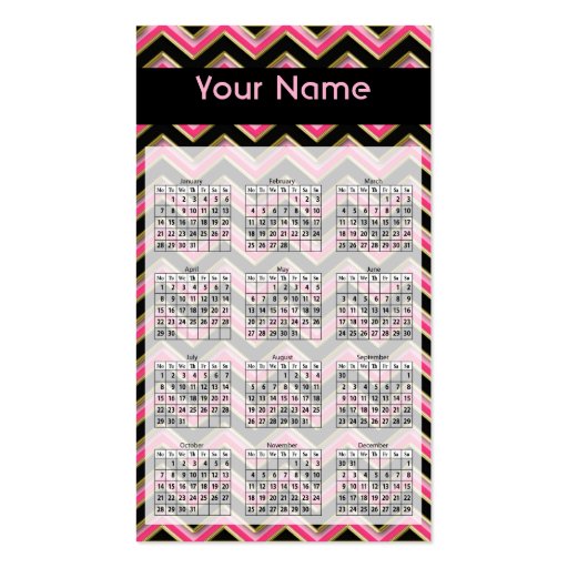 Elegant Black on Hot Pink  ZigZag  Business Card (back side)