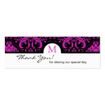 Elegant Black & Pink Damask Thank You Tags Business Card Templates