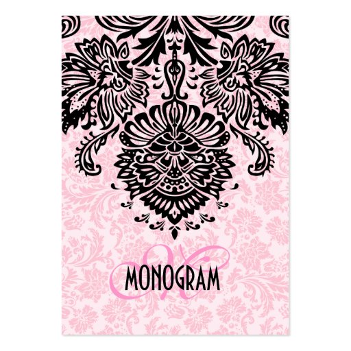 Elegant Black & Pink Floral Damasks Business Cards
