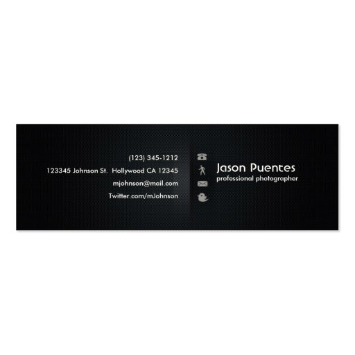 Elegant Black Professional Photography Business Card Templates (back side)