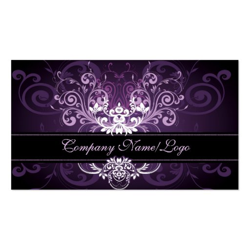 Elegant Black Purple & White Tones Vintage Frame 2 Business Card Templates (front side)