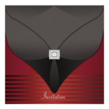 Elegant Black Red Contemporary Party Custom Invitation
