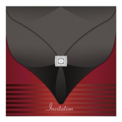Elegant Black Red Contemporary Party Custom Invitation