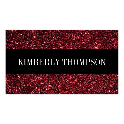 Elegant Black & Red Glitter Business Card Template (front side)