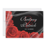 Elegant Black & Red Rose Wedding Invitations