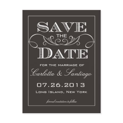 Elegant Black Save the Date Announcement Post Cards
