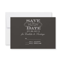 Elegant Black Save the Date RSVP Card Custom Announcement