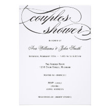 Elegant Black Script Couples Shower Invitation