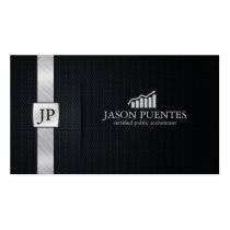 Elegant Black & Silver Accounting with Graph Logo Business Cards