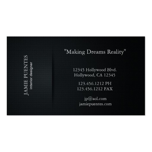 Elegant Black & Silver Interior Designer Business Card Template (back side)