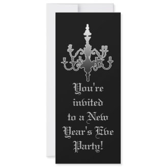 Elegant Black & Silver New Year's Eve Invitations