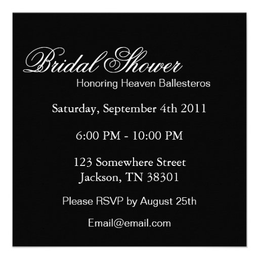 Elegant Black Square Bridal Shower Invites