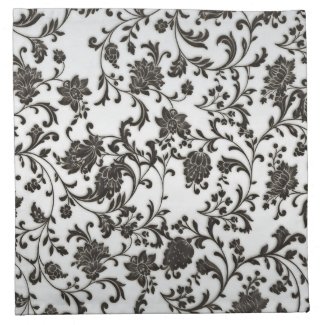Elegant Black Swirl Damask Cocktail Napkins