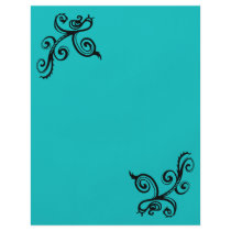 Elegant black swirl on turquoise flyer design