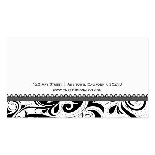 Elegant Black Swirly Swirl Business Card Template (back side)