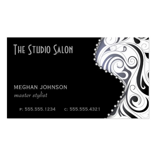 Elegant Black Swirly Swirl Business Card Template