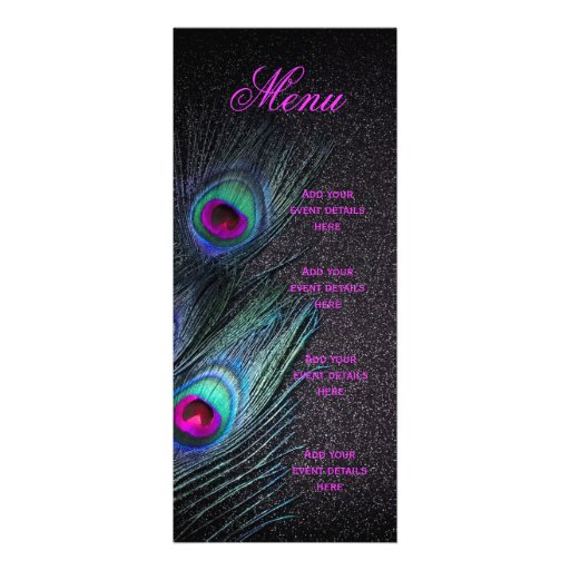 Elegant Black Teal and Hot Pink Peacock Wedding Personalized Invites