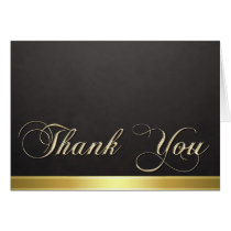 Elegant Black Texture Modern Gold Thank You Card