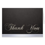 Elegant Black Texture Modern Silver Thank You Card