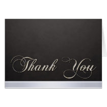 Elegant Black Texture Modern Silver Thank You Card