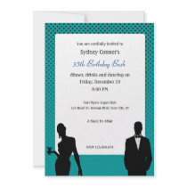 Elegant Black Tie Birthday Party Black Invitation by thepapershoppe Elegant Black Tie Birthday Party Black Invitation