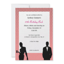 Elegant Black Tie Birthday Party Black Invitation by thepapershoppe Elegant Black Tie Birthday Party Black Invitation