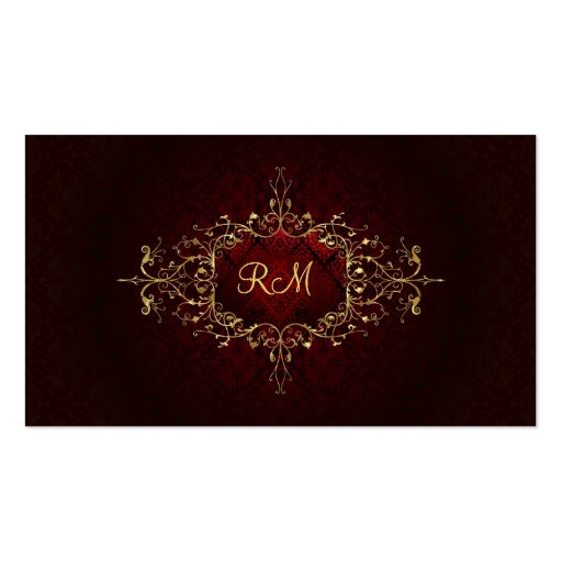 Elegant Black Touch Of Red Vintage Lace Frame Business Card Template (front side)