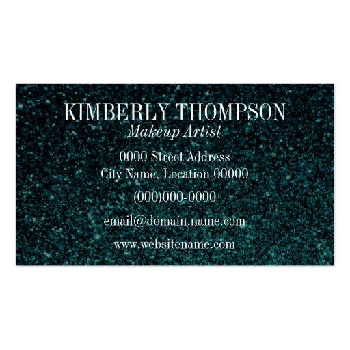 Elegant Black & Turquoise Glitter Business Card Templates (back side)