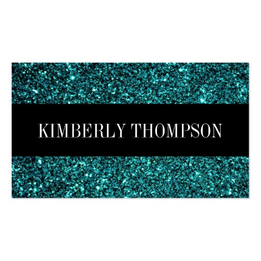 Elegant Black & Turquoise Glitter Business Card Templates (front side)