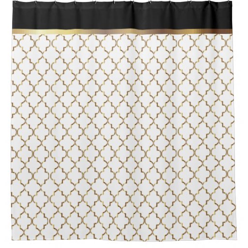 Elegant Black White and Gold Quatrefoil Patterns Shower