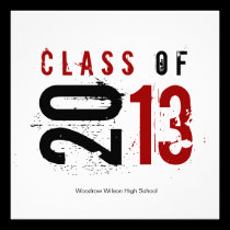 Elegant Black, White and Red Class of 2013 invitations