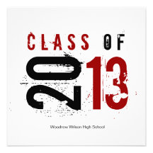 Elegant Black, White and Red Class of 2013 Invite