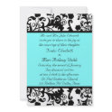 Elegant Black, White, and Teal Wedding Invitation invitation
