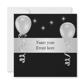 Elegant Black White Balloons Special Event invitation
