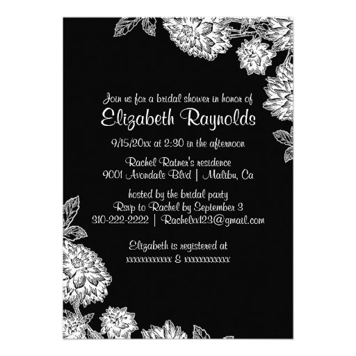 Elegant Black & White Bridal Shower Invitations