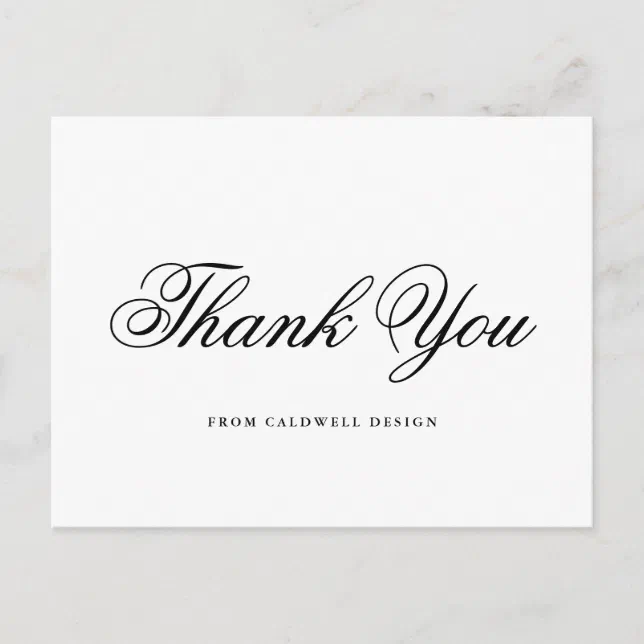 Elegant Black White Calligraphy Business Thank You Postcard Zazzle