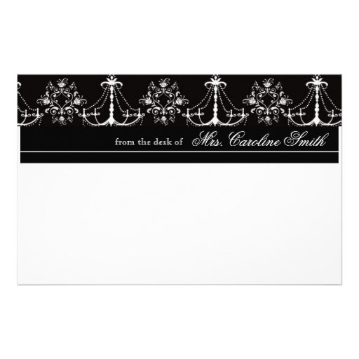 Elegant Black & White Chandelier Personalized Customized Stationery
