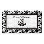 Elegant black white damask fashion business cards