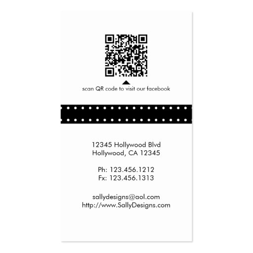 Elegant Black & White Damask Interior Designer Business Card Template (back side)
