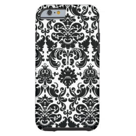 Elegant Black White Damask Pattern Tough iPhone 6 Case